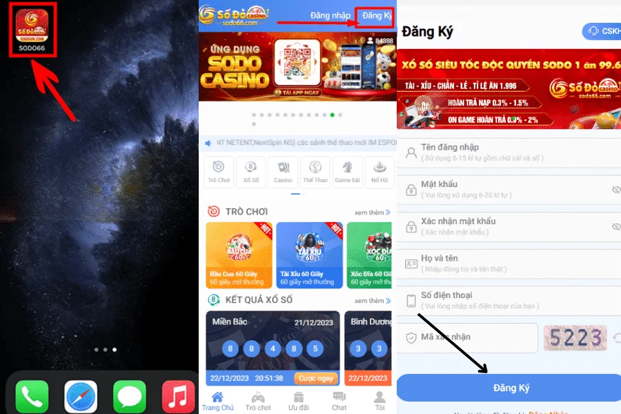 đăng ký tài khoản sodo66 trên app