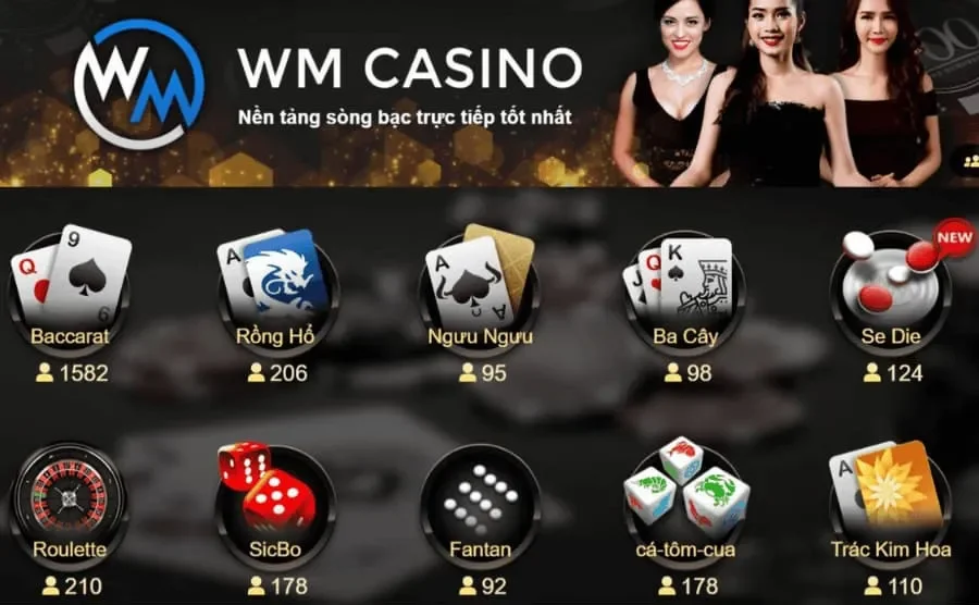 các dòng game sòng bạc tại sảnh wm casino